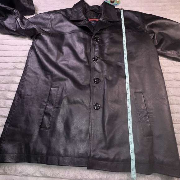 Men's Medium Black Soft Leather 4‎ Button Jacket Coat Matrix Grunge Metal Y2K - Picture 3 of 9